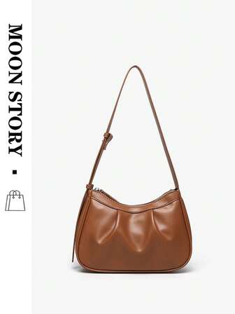 New Women's Shoulder Bag, Versatile Pleated Cloud Bag, Fashion Underarm Bag, Chic Shoulder/Crossbody Bag, Large Capacity Baguette Bag
