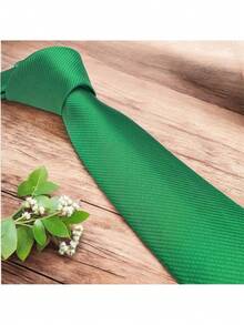 DOZE GOLDEN Men's Ties Slim Tie STRIPED TWILL FABRIC Casual, Perfect For Friends As A Gift Wedding Daily Use - 綠色 - 查看 1