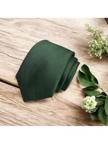 DOZE GOLDEN Men's Ties Slim Tie STRIPED TWILL FABRIC Casual, Perfect For Friends As A Gift Wedding Daily Use - 墨綠色 - 查看 4