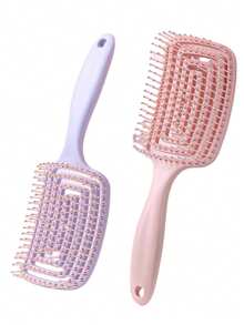 1支双功能空心梳，干湿两用 - 轻柔按摩设计，ABS塑料手柄，适合所有发质，减少打结和毛躁，改善头皮健康，是理想的小礼物，居家必备，日常使用，方便旅行携带，空心圆梳，带蓬松按摩齿的时尚美发造型梳。