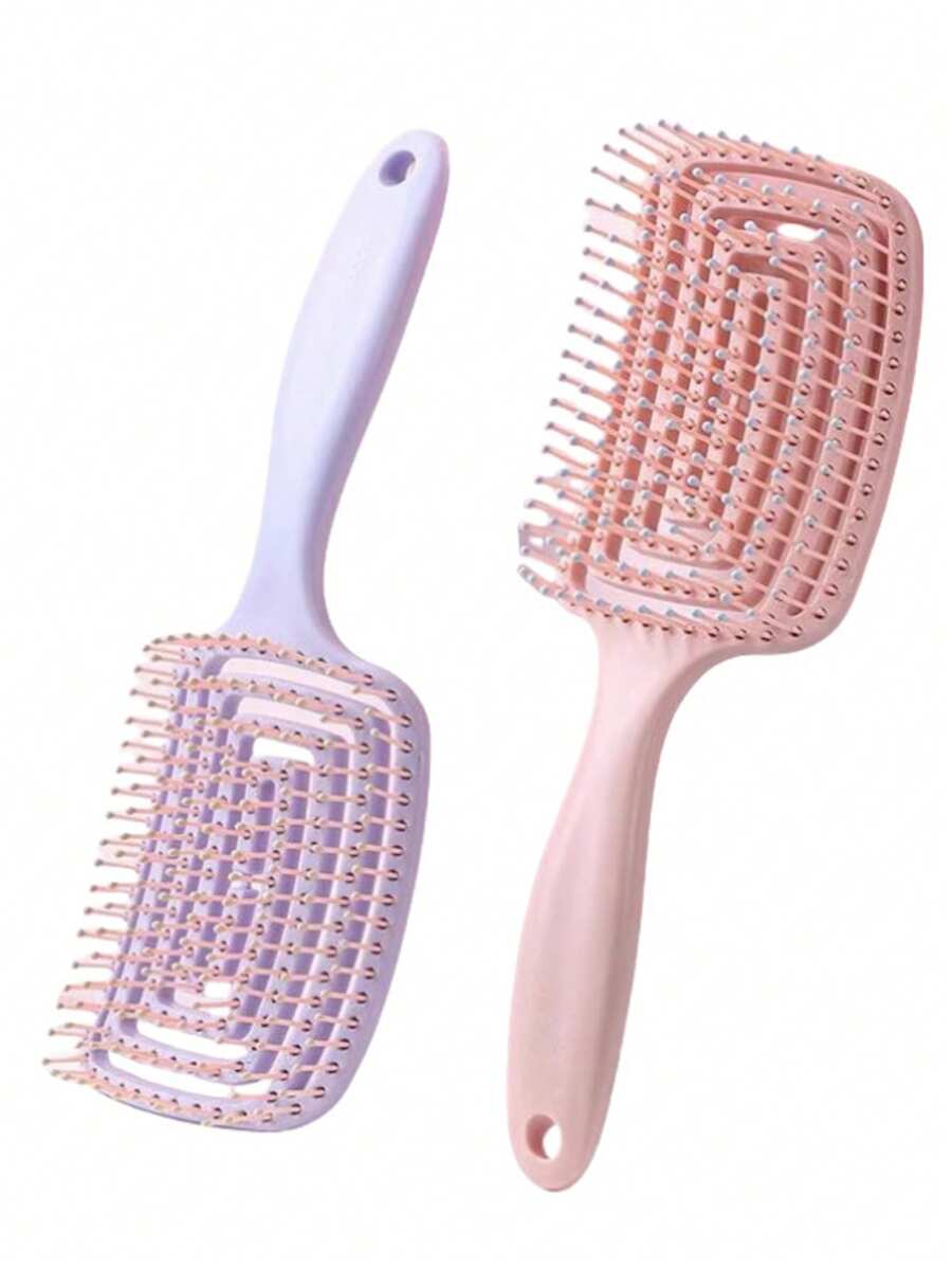 1支双功能空心梳，干湿两用 - 轻柔按摩设计，ABS塑料手柄，适合所有发质，减少打结和毛躁，改善头皮健康，是理想的小礼物，居家必备，日常使用，方便旅行携带，空心圆梳，带蓬松按摩齿的时尚美发造型梳。