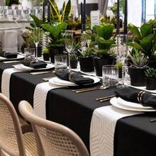 Blutexpure Table Cloth - Polyester Table Cloth For Rectangle Table,Tablecloth, Decorative Tablecloths For Parties, Dinings, Picnics, Washable & Ironable (Black, 1Pack 60''x102'') - 黑色 - 查看 6