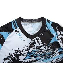 TELEYI Team RAC Motocross Racing Jersey, Polyester 100% Breathable Moisture-Wicking Long Sleeve V-Neck Top With Raglan Sleeves For Cycling, Hiking & Outdoor Activities - Laser Cut Print Design, Motorcycle Riding Gear Spring - Blue - View 3