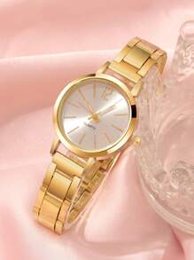 1 buc. Ceas de mână pentru fete, curea din oțel de culoare aurie, cifre romane, cadran mic, mic și romantic, potrivit pentru decor zilnic, naveta zilnică, prima alegere de cadou pentru ea, potrivit pentru cadou de sărbători și ca un cadou suvenir.