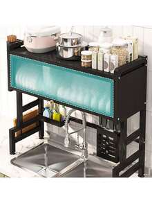 3-Tier Over Sink Dish Drying Rack With Cabinet Door, Multifunctional Kitchen Sink Storage Organizer Rack, Countertop Drainer Holder For Bowls, Cups, Dishes And Utensils - Multicolor - View 3