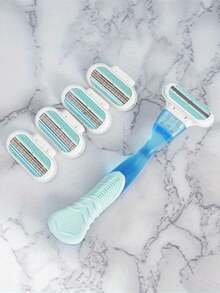 New Venus Compatible Women'S Safety Razor Blades, Oil-Free, For Face/Leg/Armpit/Bikini, Suitable For Combination Skin, Hair Removal Shaving Accessories1 Handle + 4 Knife Heads / 4 Knife Heads, Women's Manual Hair Removal Shaver With 3 Layers Of Stainless Steel Blades And Replaceable Safe Razor Head - Multicolor - View 12