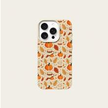 1pc TPU Material Autumn Pumpkin, Apple, Maple Leaf Pattern Phone Case, Compatible With Iphone/ Compatible With Samsung Waterproof Shockproof Anti-Fall Scratch Resistant - 白色 - 查看 5