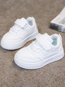 1 Pair Children's Fashionable, Comfortable, Minimalist Casual Sports Shoes, Suitable For Spring And Autumn - White - View 3