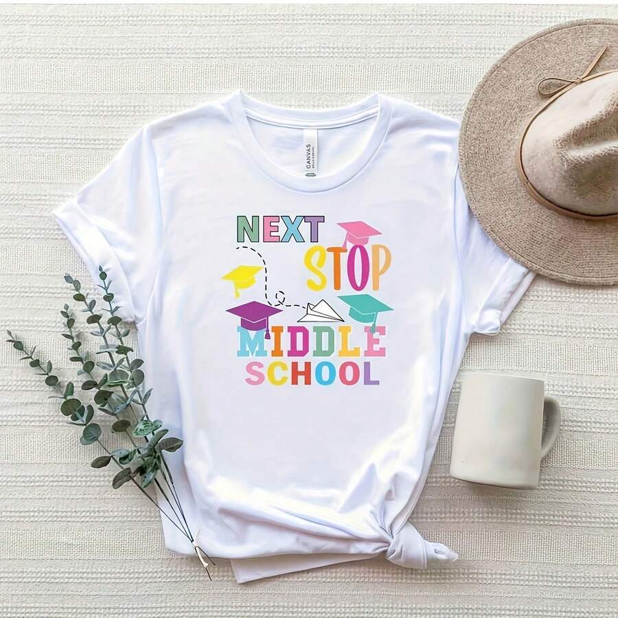 Next Stop Middle School Shirt, Fifth Grade Graduation T-Shirt, Summer Break T-Shirt, 5th Graduate Shirt, Next Stop Middle School - 白色8 - 查看 1