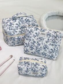 1 件/套 韩式黑色碎花系带装饰可爱化妆包化妆包套装大号便携式收纳袋化妆包护肤包多功能收纳化妆品、护肤品、护手霜、防晒霜、指甲油、珠宝、耳机、小物件婚礼伴娘礼物生日礼物送给姐妹、爱人和朋友的礼物情人节礼物化妆包化妆包化妆盒旅行必需品邮轮必需品通勤必需品