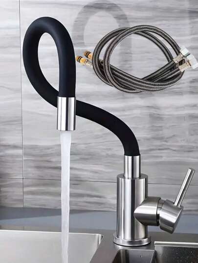 3件套/1件 360°旋转厨房水龙头，不锈钢水槽混合龙头，带柔性硅胶软管，单孔安装，镀铬表面，防滴漏节水设计，适用于现代厨房水槽、浴室盥洗台和现代厨房用品。厨房配件，厨房工具