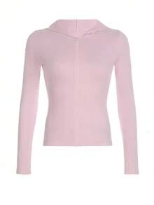 圣诞秋冬女士连帽夹克粉色 Y2K 运动服运动衫拉链休闲户外夹克修身女士飞行员夹克 - 粉色 - 查看 4