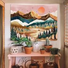 Local Shipping 2025 New   Black And White Tapestry Starry Night Mountain Tapestries For Bedroom Aesthetic Moon And Stars Tapastry's Wall Hanging Dark Nature Forest Wall Tapestry For Living Room Dorm (48'' * 36'') - Multi Color - View 7