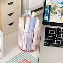 新款米色铁丝收纳篮笔筒多功能桌面整理盒办公用品学生课桌文具收纳小号收纳篮 - 彩色 - 查看 16