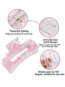 Large Sweet & Chic Pink Rectangular Hair Claw Clip, Strong Grip, Minimalist Daily Women's Hair Accessory, Suitable For Thick/Thin Hair, Elegant & Cute Casual Street Style, Suitable For Spring, Summer, Autumn, Winter Fashion Hair Clip Elegant Hair Accessories