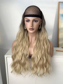 Peluca sintética de 24 pulgadas con ondas naturales en degradado en forma de V, de material resistente al calor, adecuada para mujeres, niñas, fiestas y uso diario - Multicolor - Ver 5