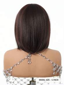 Tóc giả ngắn ngang vai, thoáng khí và thoải mái, dài 14 inch, màu nâu đậm, có mái, đường may mở tự do. Tóc giả nữ, sợi tổng hợp chịu nhiệt, thích hợp cho cosplay và sử dụng hàng ngày. - Màu nâu tối - Xem 7