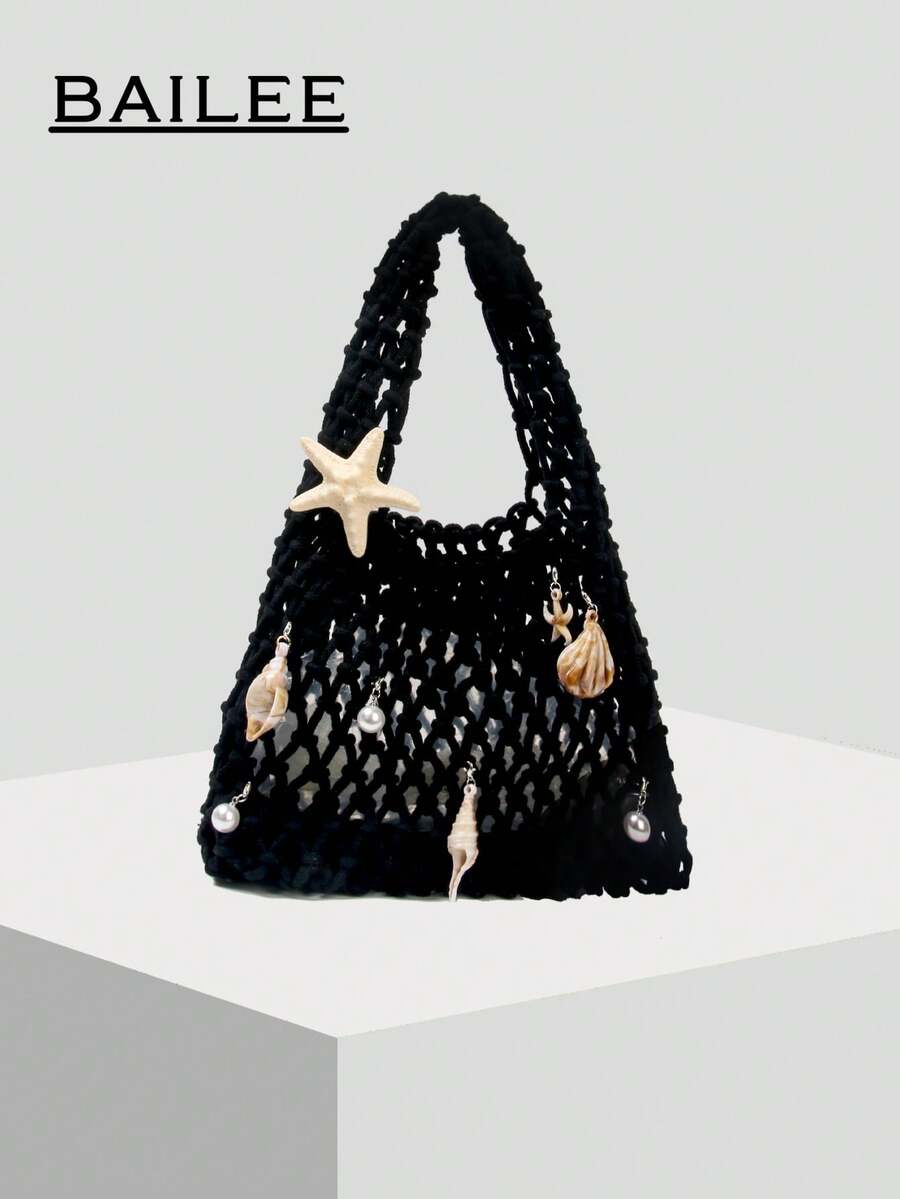 BAILEE Mặt dây chuyền chủ đề đại dương thời trang, giản dị, thiết kế hình bàn tay đan móc rỗng màu trơn, kiểu dáng mở, thích hợp cho du lịch nghỉ dưỡng, phong cách lãng mạn, phù hợp với bàn tay nhỏ nhắn của phụ nữ, du lịch ngoài trời, kỳ nghỉ, phối đồ thường ngày, cũng là một món quà tuyệt vời cho bạn bè và gia đình.