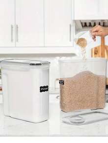 4pcs 4L Sealed Food Storage Container, Kitchen Storage Box Set With Lid, Transparent, Leak-Proof, Suitable For Dry Food, Nuts, Beans, Cereals, Snacks, Flour, Sugar, Coffee, Tea And Pet Food - Đen và trắng - Xem 7