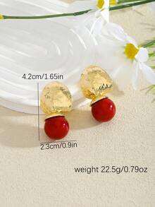 1 Pair Compact & Elegant Ball Shaped Earrings, Metal Textured Colorful Ball Pendant Earrings, Suitable For Women's Daily Wear, Vacation, Fashion Versatile, Great Gift For Friends And Family