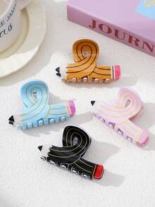 1 Stück Buch & Bleistift geformter Muster, lustige Büroartikel Serie Haarspange, lässiger modischer Campus Stil Haaraccessoire für Frauen, geeignet für Pendeln, Fotoshooting Haaraccessoires Mode Haarklammern Damen Haarklemmen lässige Haarklammer Herbst Accessoires Herbst Mode Haarklammer Winter für Urlaubsoutfits Frau