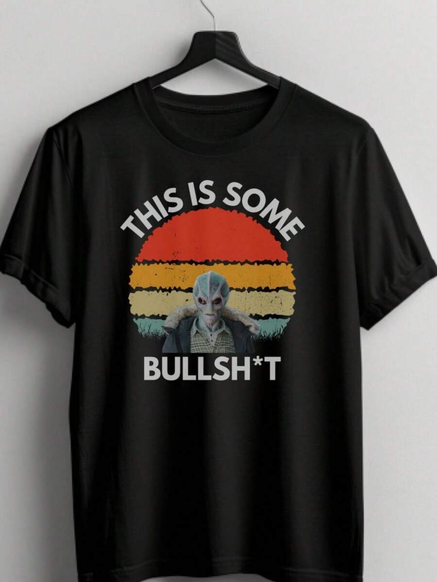 Vintage Design This Is Bu_llshit Shirt, Resident Alien Shirt, Alien UFO Alan Tudyk Shirt, American Science Fiction Lovers Tee Resident Alien - 黑色 - 查看 1