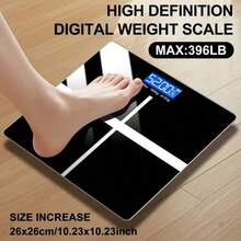 High Definition Digital Weight Scale - Large LCD Display, Battery-Powered, Max 180kg/396.8lb, Home Bathroom Scale For Accurate Body Weight Measurement, Battery Not Included, 26x26cm/10.23x10.23inch, Bathroom Scale|Modern Weight Scale|Battery Powered Scale(No Bluetooth Function) - Black - View 2
