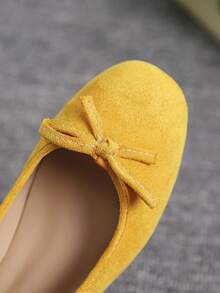 European & American Fashion Ballet Flats For Women, Woven Bow Round Toe Soft Leather Soft Sole Comfortable Slip-On Shoes