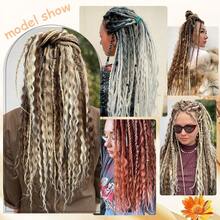 24 Inch 30 Strands Dreadlock Extensions Sets,3 In 1 Mixed Synthetic Dreads Extensions, Black Straight&Curly&Boho Handmade Dreads Hippie Style Dreadlocks For Woman - Multicolor - View 5
