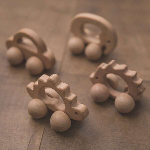 Wooden Push And Pull 4-Wheel Toy Car, Cute Animal Shapes, Fine Motor Skills Training For Toddler Boys And Girls, Wooden Material Toy Car Model,Back To School