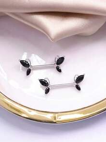 1pc Fashionable Minimalist Butterfly Shaped Nipple Ring With Zirconia Stones, Multi-Color Sexy Body Piercing Jewelry For Women