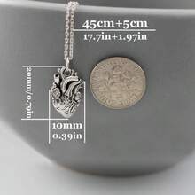 1 Piece Fashion Necklace For Women Gothic Anatomical Heart Pendant Necklace Retro Heart Hip Hop Necklace Punk Style Necklace Fine Jewelry Suitable For Daily Party Birthday Halloween Gift Etc - 復古解剖學心臟吊墜項鍊 - 查看 6