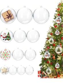10pcs Clear Plastic Fillable Ornaments Clear Christmas Ornaments Balls Fillable For Crafts Christmas Ornaments Balls, Clear DIY Ornaments Christmas Tree Decorations, Hanging Christmas Decorations Indoor Home Decor Supplies