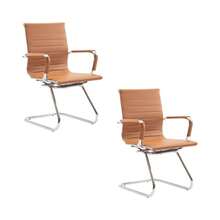WAHSON OFFICE CHAIRS 2PCS PU Leather Office Chair Metal Frame Conference Chair For Meeting Room/Reception Area - Brown - View 2