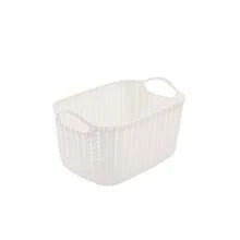 仿藤条全新塑料储物篮，白色，适用于桌面、厨房、浴室、化妆品、零食等。 - 彩色 - 查看 5