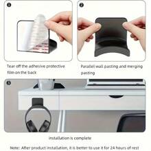 1pc/2pcs Contemporary Wall Mount Utility Hooks, Plastic Headphone Hat Holder, Easy Install, No Drill Desk Underneath Hook For Gaming Headset Display