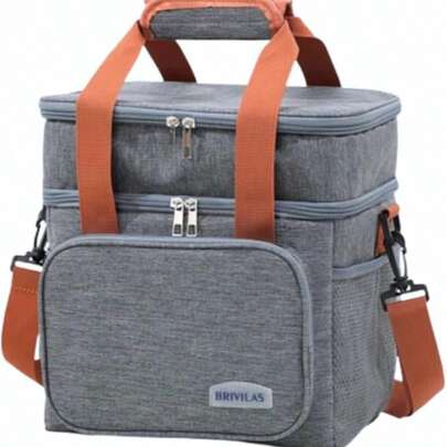 olsa Térmica Grande de Alça Ombro, Marmita Lancheira Isolada com Zíper, Dois Andares para Viagem, Acampamento, Caminhada, Ciclismo, Atividades Externas