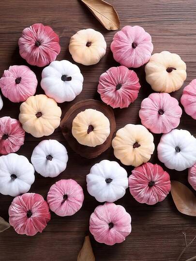 3 abóboras artificiais, decoração de abóbora, abóboras falsas de veludo falso, decoração de mesa de outono, abóboras pequenas para casa, fazenda, colheita de outono, Ação de Graças, casamento, Halloween, decoração de festa de Natal