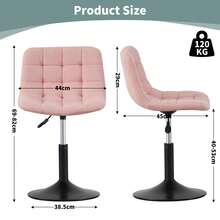 Mcc Direct Soft Fabric Dressing Table Chair, Height Adjustable Swivel Desk Home Office Chair With Footrest And Metal Base For Bedroom Vanity & Office - Drake - Pink - View 2