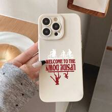 Funda para teléfono Patrón de bienvenida Impresión Mate Teléfono Ojos Cubierta suave para teléfono 360 grados Adecuado completo 16 11 12 13 14 15 Pro XR X/ XS 8 Plus SE Smartphone - Blanco marfil - Ver 2