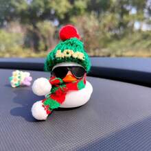 1pc White Rubber Duck Christmas Decoration Car Ornament, Car Center Console Decoration