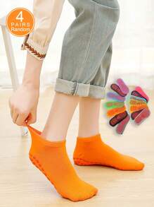 4 Pairs Women's Silicone Non Slip Grip Trampoline Socks For Hospital Yoga Pilates Indoor Sports Unisex