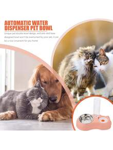 2-In-1 Cat & Dog Bowls, Pet Water & Food Bowls Set With Automatic Water Dispenser And Removable Stainless Steel Bowls, Suitable For Small Dogs & Cats, Puppies & Kittens - Multicolor - View 7