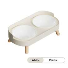Elevated Stainless Steel/Plastic Pet Bowls Set With Stand, Dual Bowls For Small Dogs And Cats, With Splash Guard - Pet Feeder