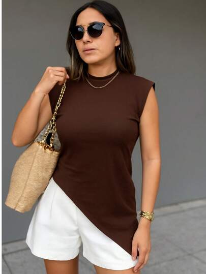 BLUSA MUSCLE TEE ASSIMÉTRICA ELEGANTE
