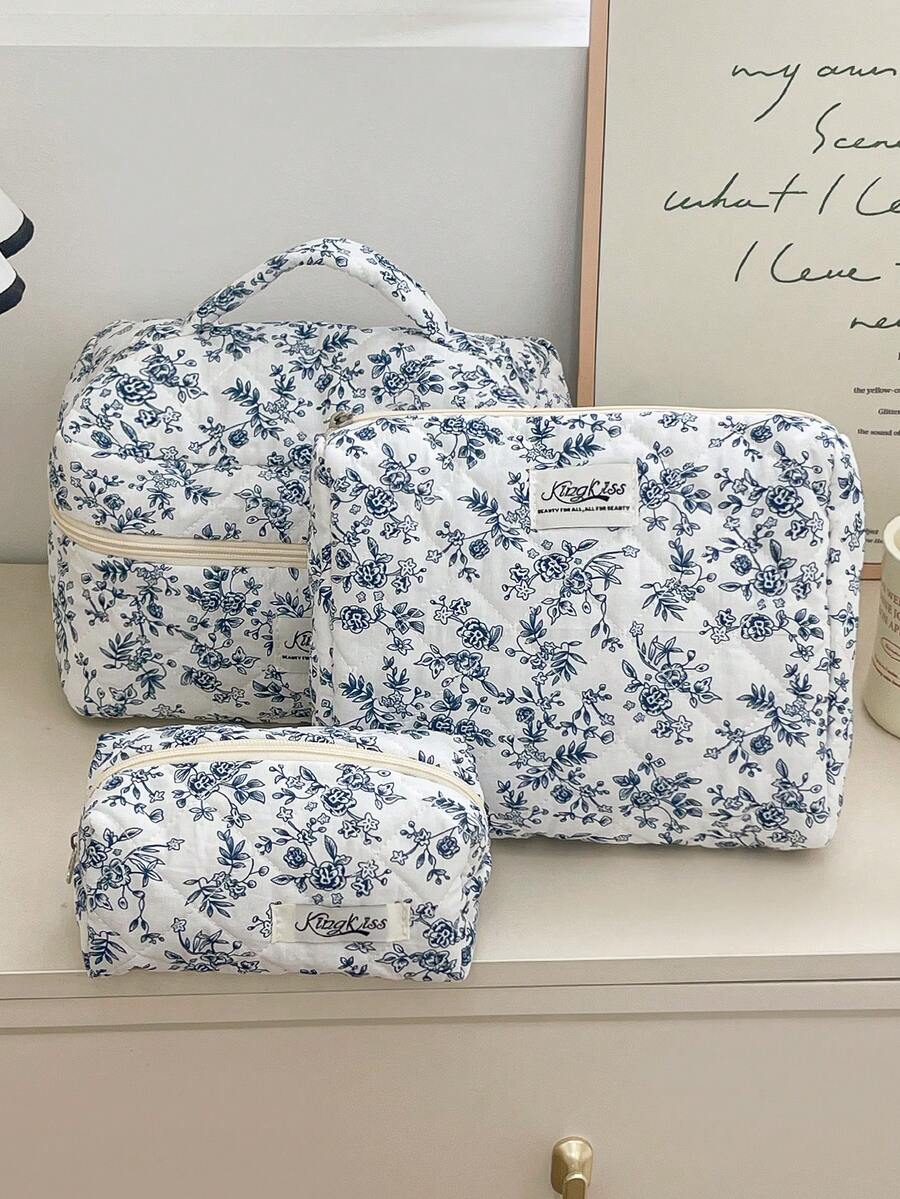 1 件/套 韩式黑色碎花系带装饰可爱化妆包化妆包套装大号便携式收纳袋化妆包护肤包多功能收纳化妆品、护肤品、护手霜、防晒霜、指甲油、珠宝、耳机、小物件婚礼伴娘礼物生日礼物送给姐妹、爱人和朋友的礼物情人节礼物化妆包化妆包化妆盒旅行必需品邮轮必需品通勤必需品