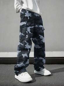 1 pieza Pantalones cargo de camuflaje de moda casual y urbana para niños preadolescentes - Multicolor - Ver 5