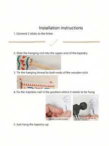 1 件清新艺术图案设计印花流苏挂毯，50x70 厘米（19.7 英寸 X27.6 英寸），纺织壁挂装饰，适用于客厅/卧室/办公室/派对，附带悬挂配件，房间装饰，家居装饰，墙壁艺术，房间用品，卧室装饰，壁挂 - 彩色 - 查看 5