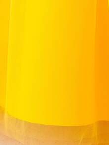 Girls Elegant Lace Princess Dress, Children's Multilayer Tulle Bowknot Party Dress, Girls Birthday Party, Wedding, Piano Recital Formal Gown With Shawl, Long Tie Back Butterfly Dress - Yellow - View 10