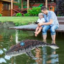 Juguete de dinosaurio Mosasaurus con control remoto de 2.4GHz, juguete de barco RC resistente al agua para piscina y exterior, juguete de agua para bañera y piscina, regalo de Navidad y cumpleaños para niños